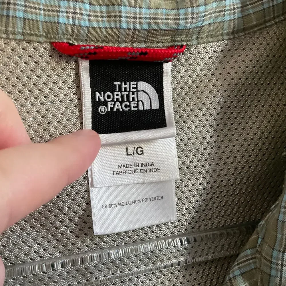 The North Face Men’s Green‎ and Blue Plaid Button Down Shirt - Size Large